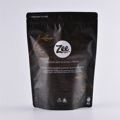 Customized print logo one way valve matte black stand up coffee bag 1kg